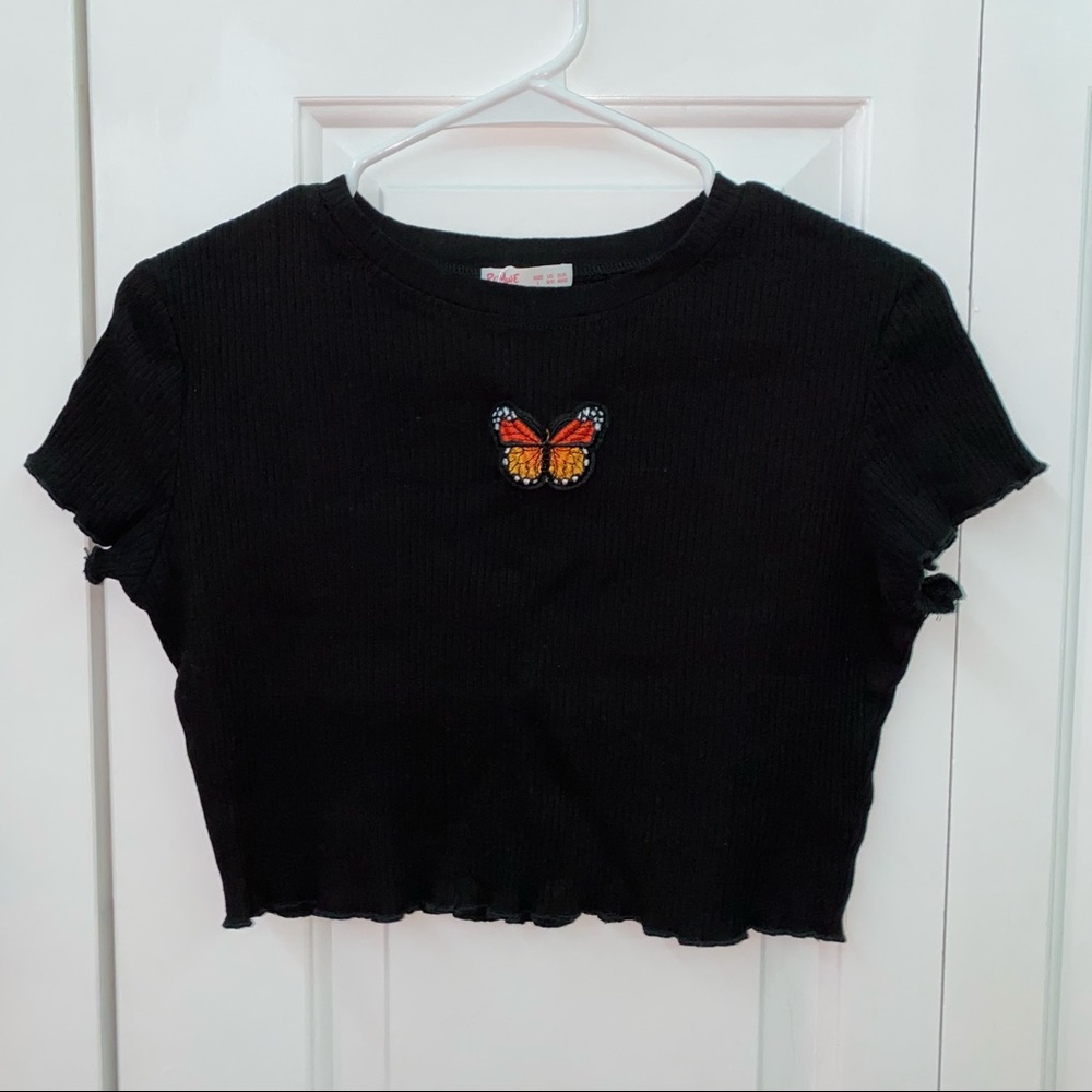 black butterfly crop top